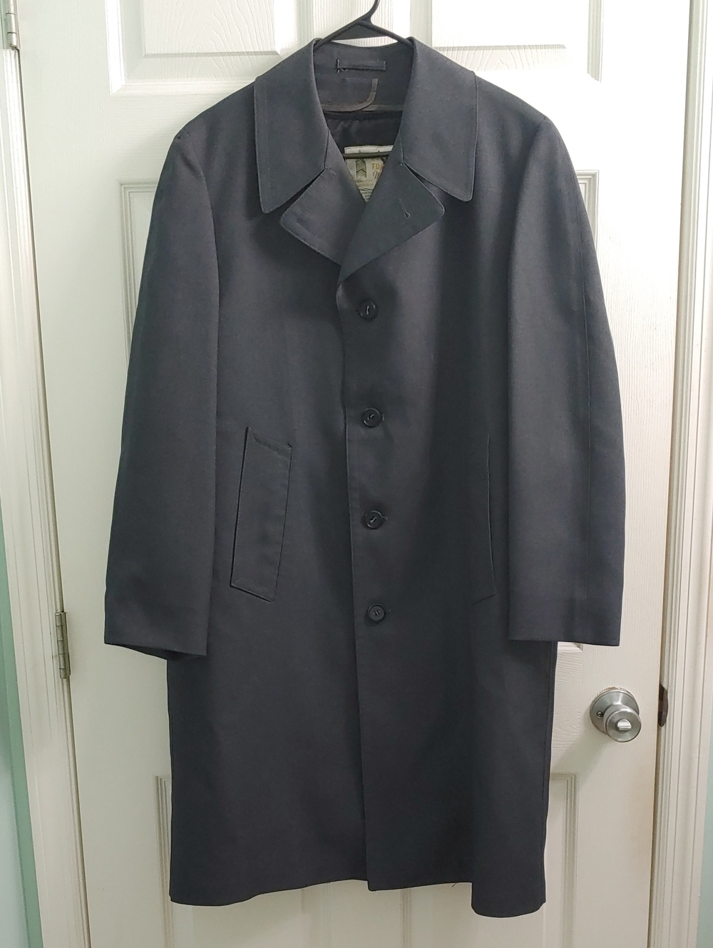 Vintage London Fog Maincoat Grey Men's Long Lined Overcoat Size 38